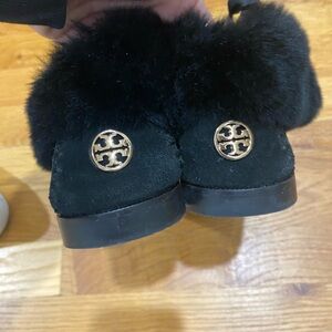 Tory Burch Black Slippers with Gold Logo